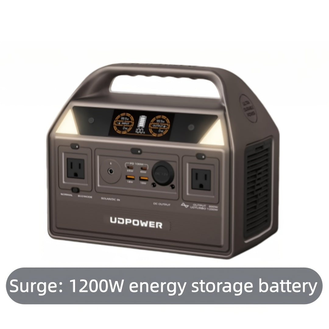 Portable Power Station 595Wh 600W with LiFePO4 Cell Pack, Nine Outputs, USB-C PD and 1200W Surge