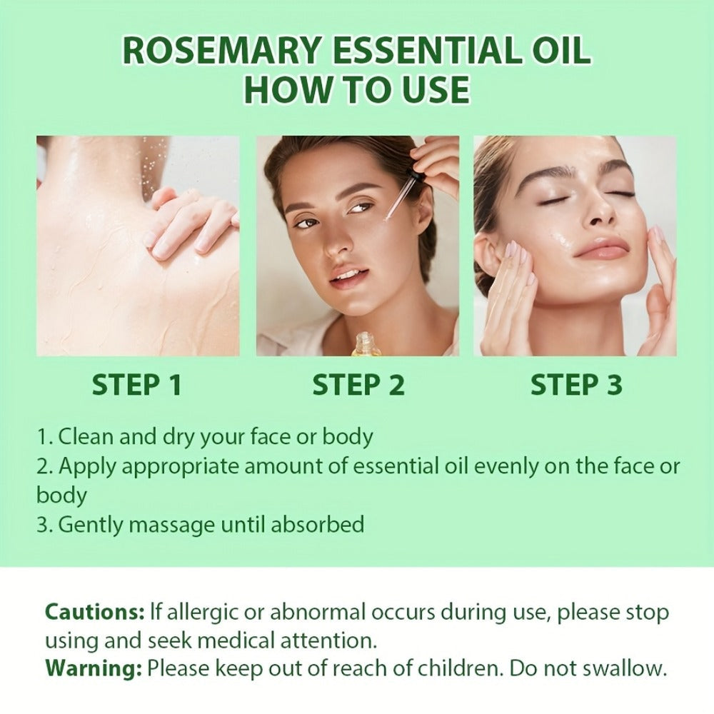 Essential Oil Rosemary External-Use Dropper Bottle with 1-Piece, 2-Piece or 1.01oz Listed Options