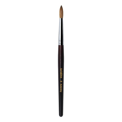Red-Wine Handle Acrylic Nail Brush in Exact Checkout Sizes #8, #10, #12, #14, #16 or #18 with Pictured Round Tip