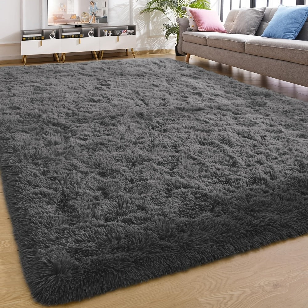 Shaggy Area Rug Soft Plush Fuzzy Carpet Non-Slip Tie-Dye Design for Bedroom Living Room Nursery Dorm — Pet Friendly Machine Washable Multiple Sizes & Colors
