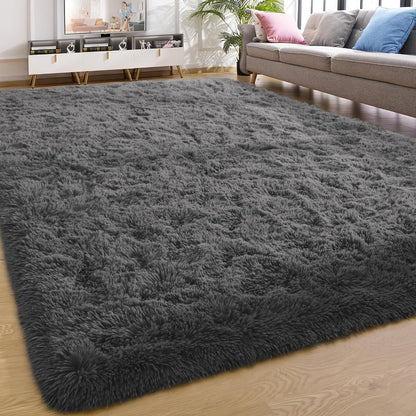 Shaggy Area Rug Soft Plush Fuzzy Carpet Non-Slip Tie-Dye Design for Bedroom Living Room Nursery Dorm — Pet Friendly Machine Washable Multiple Sizes & Colors