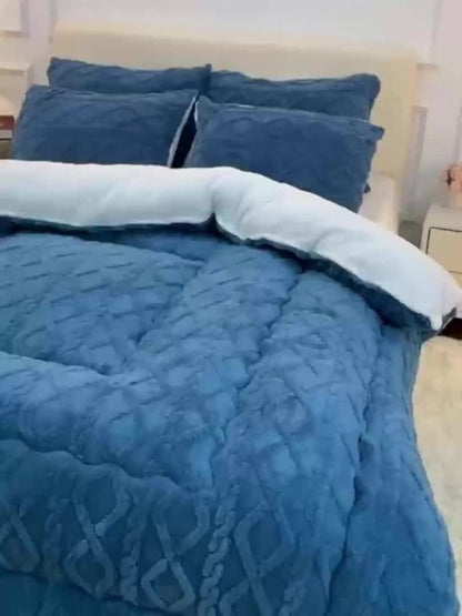 Textured Two-Face Comforter in Elegant Gray or Sapphire Blue with Twin, Full, Queen and King Sizes