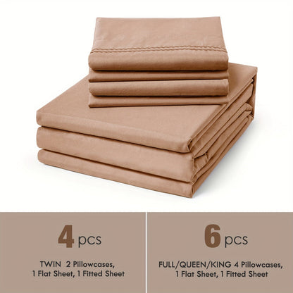 Bed Sheet Set Sanded Polyester Microfiber with 35–39 cm Pocket and Solid or Stripe Pattern Options