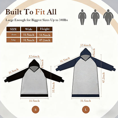 Wearable Blanket Hoodie – Oversized Flannel Sweatshirt Blanket with Pockets for Women & Men, 450-500gsm Thick Warm Winter Cozy