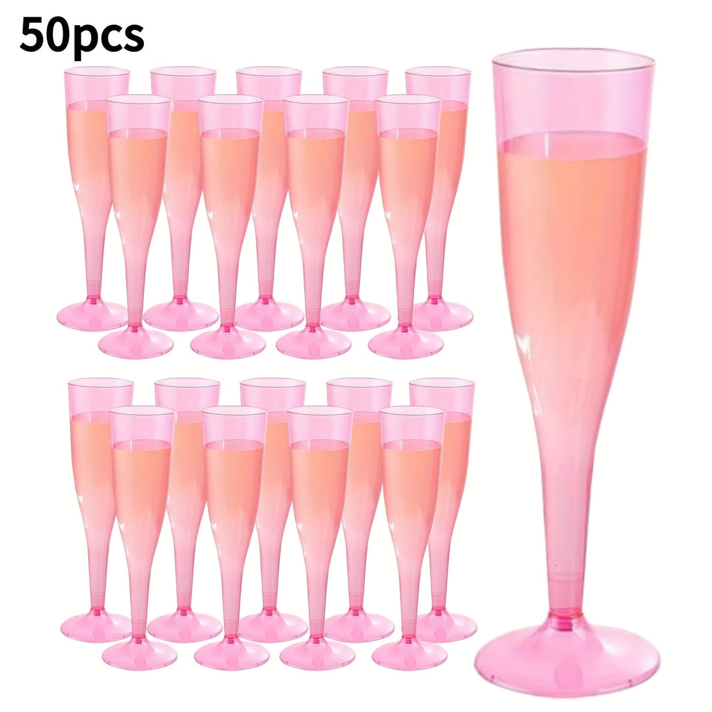 Pink Plastic Champagne Glasses Disposable 25 50 Pack – BPA-Free PS Mimosa Cups Pink Plastic Wine Glasses for Wedding Bridal Shower Cocktail Party Outdoor Events
