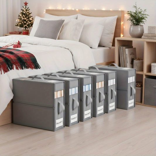 Sheet Organizers and Storage Foldable Closet Organizer Boxes for Bedding, Blankets & Clothes – Bedroom Wardrobe Under Bed Storage Containers, 3 or 6 Pack