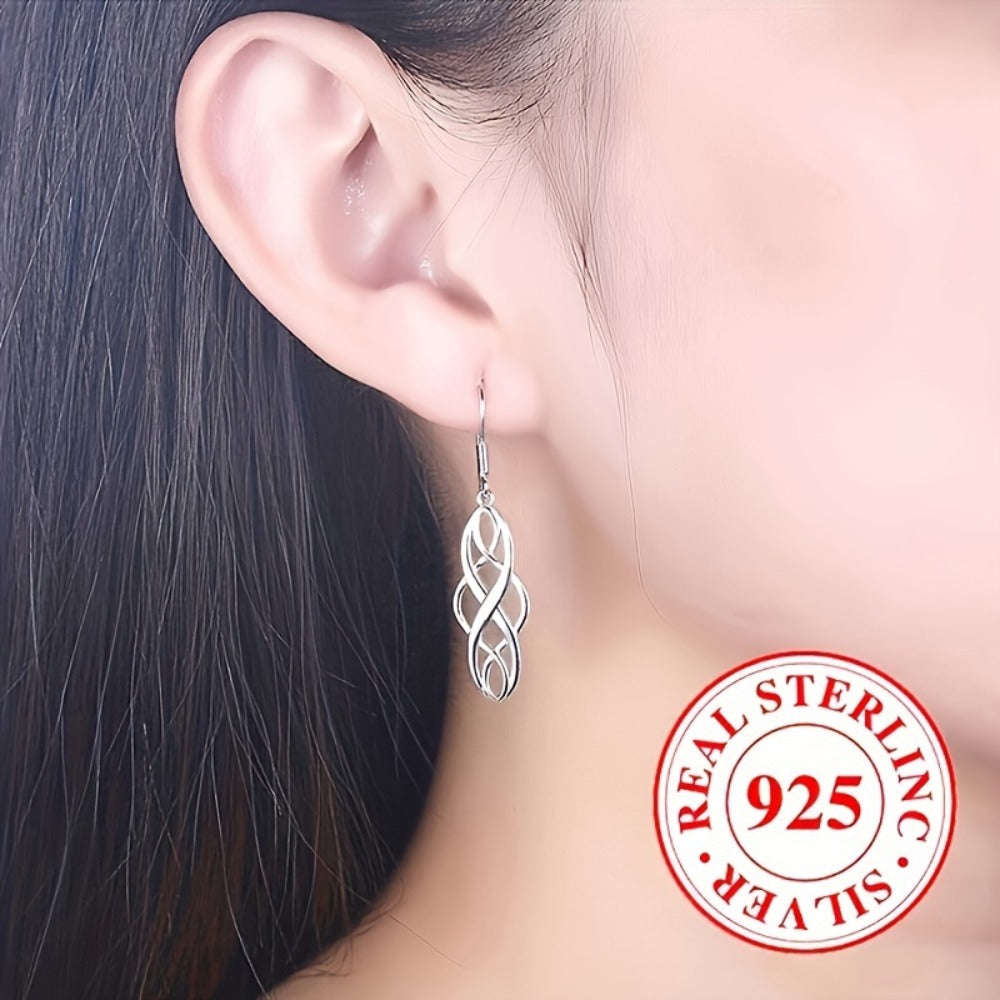 Dangle Earrings for Women - 925 Silver Twisted Drop Set, 3 Pairs - 925 silver detail