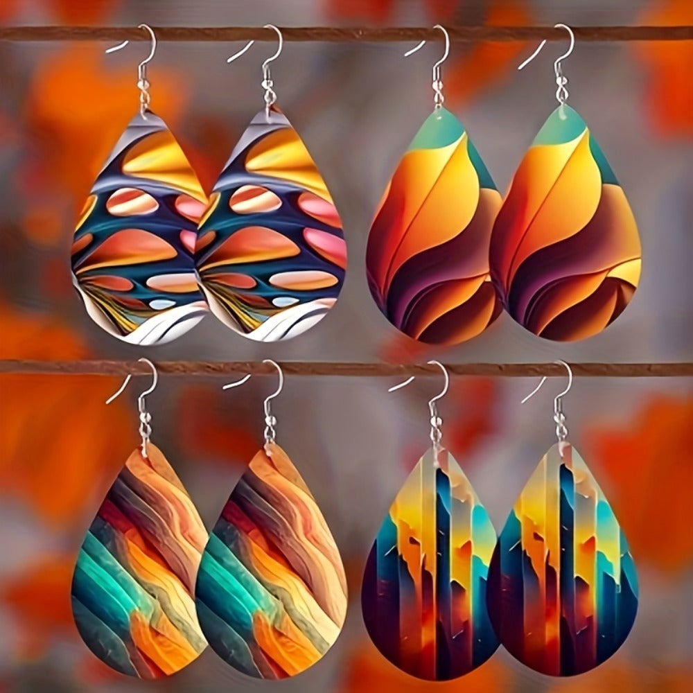 Dangle Earrings for Women - Drop Set 16 Pairs Boho Water Drop Double Layer Mix & Match Colorful - product detail view 3