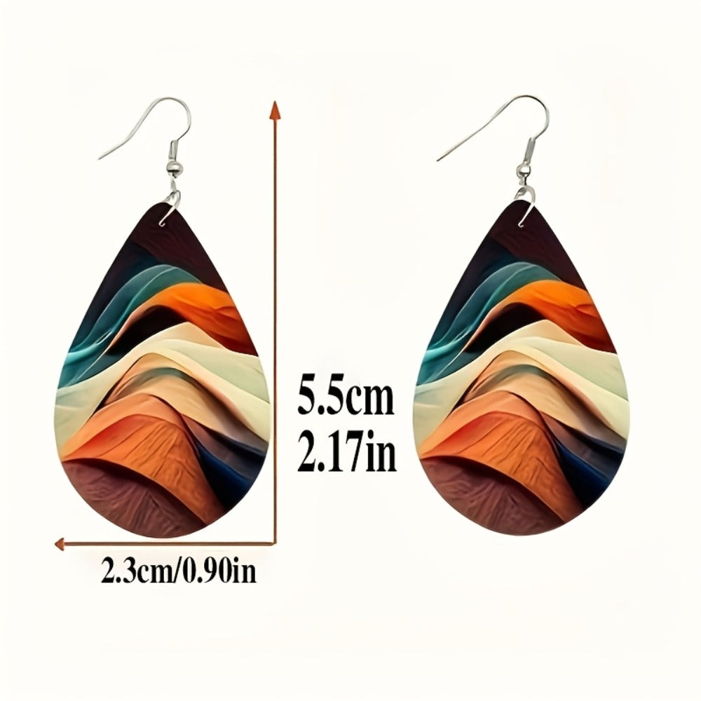 Dangle Earrings for Women - Drop Set 16 Pairs Boho Water Drop Double Layer Mix & Match Colorful - product detail view 4