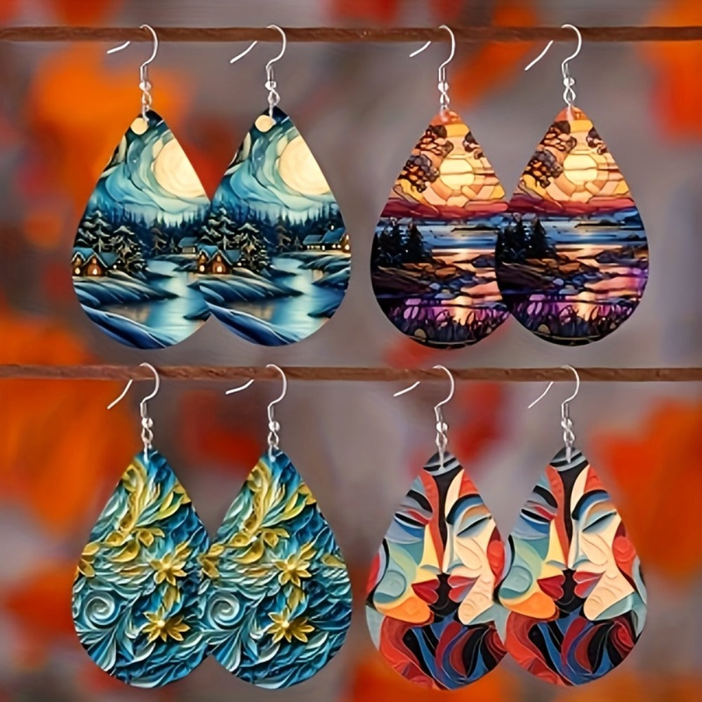 Dangle Earrings for Women - Drop Set 16 Pairs Boho Water Drop Double Layer Mix & Match Colorful - product detail view 5