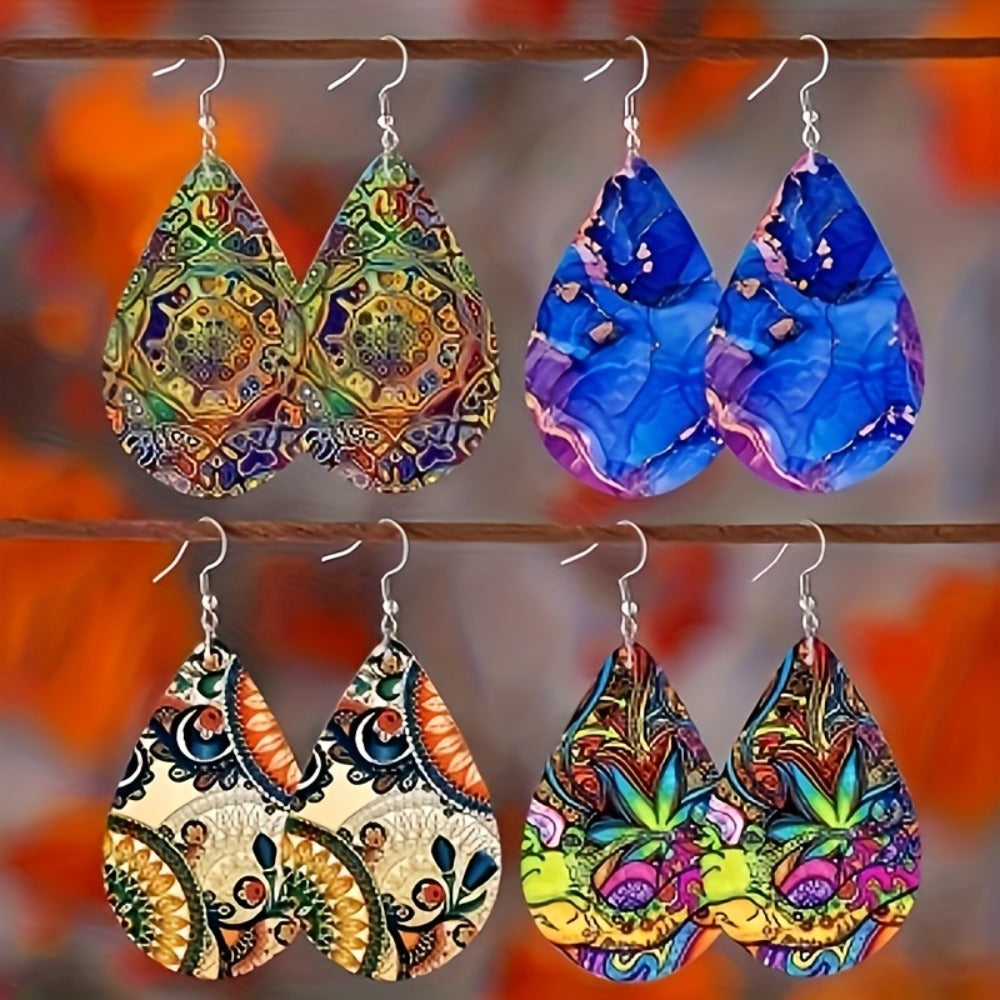 Dangle Earrings for Women - Drop Set 16 Pairs Boho Water Drop Double Layer Mix & Match Colorful - product detail view 6