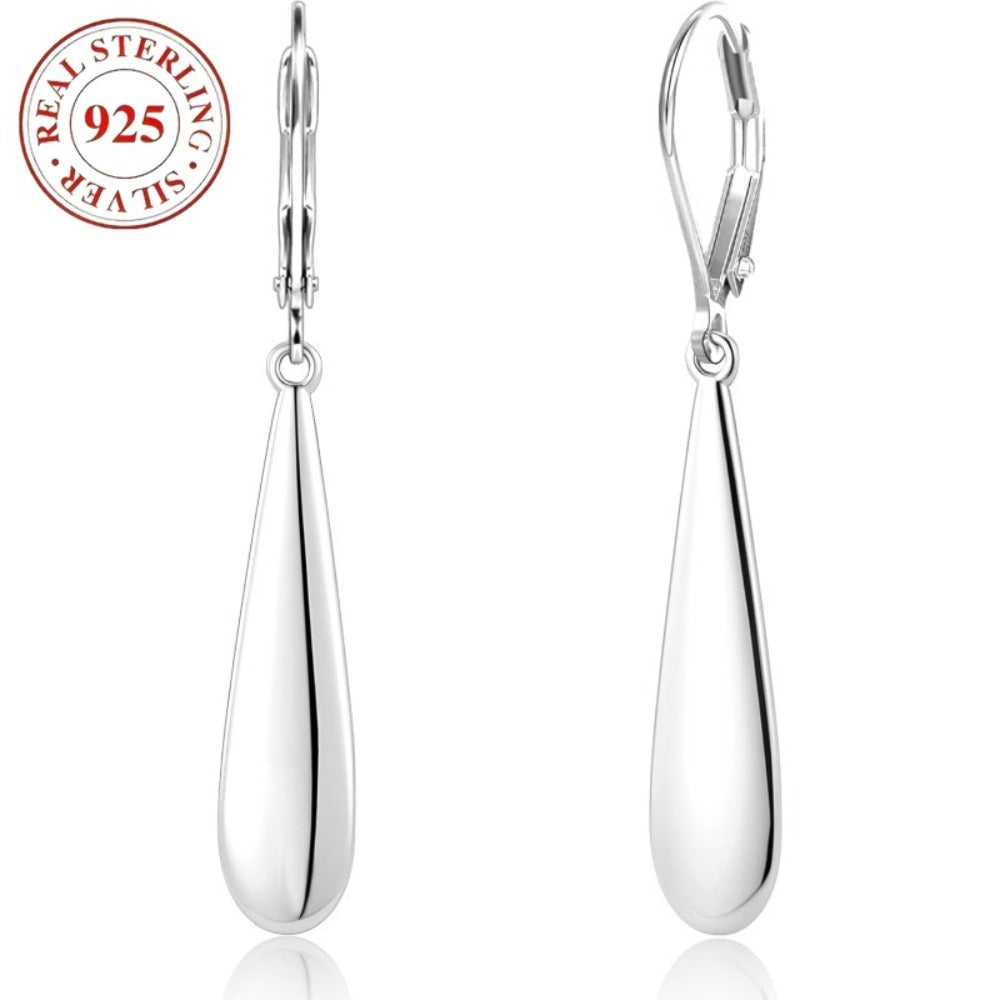 Dangle Earrings for Women - Teardrop for - Hypoallergenic Leverback Drop 925 Silver Plated Long - main product view
