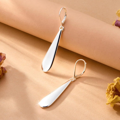 Dangle Earrings for Women - Teardrop for - Hypoallergenic Leverback Drop 925 Silver Plated Long - product detail view 3