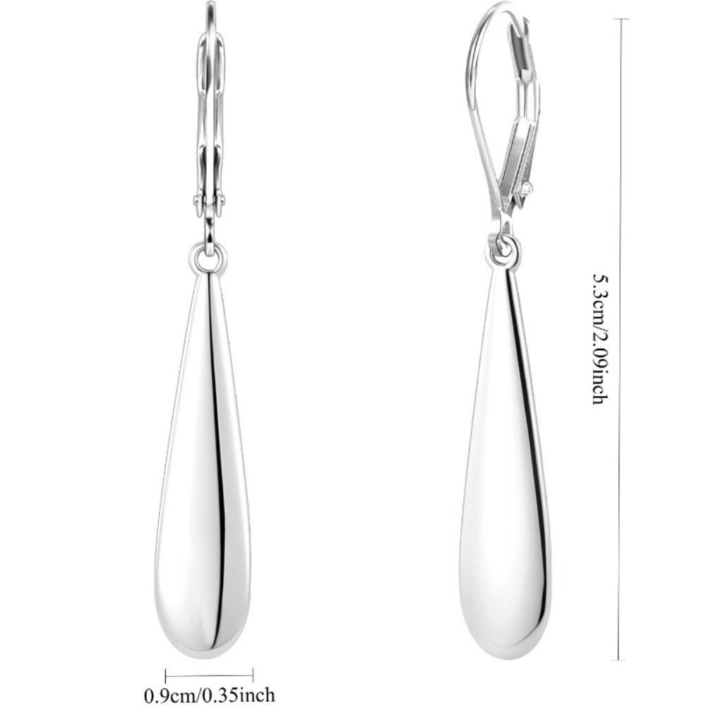 Dangle Earrings for Women - Teardrop for - Hypoallergenic Leverback Drop 925 Silver Plated Long - product detail view 4