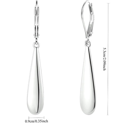 Dangle Earrings for Women - Teardrop for - Hypoallergenic Leverback Drop 925 Silver Plated Long - product detail view 4
