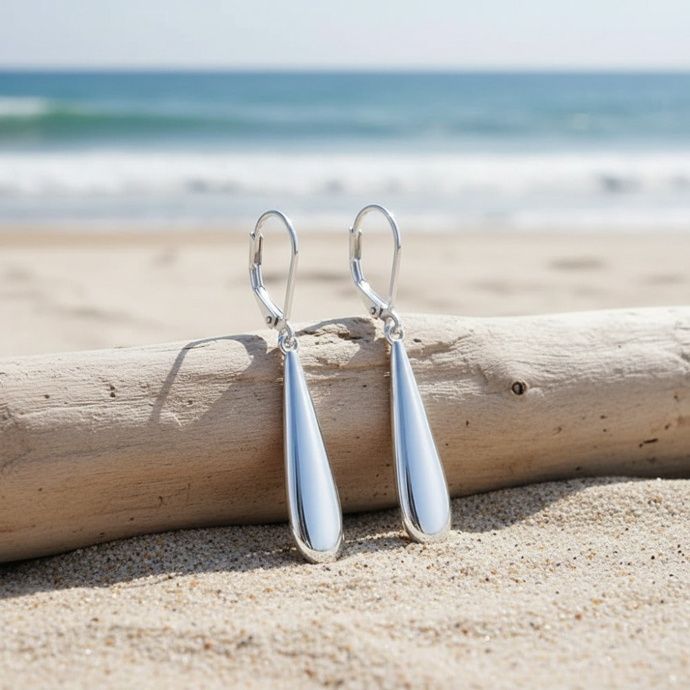 Dangle Earrings for Women - Teardrop for - Hypoallergenic Leverback Drop 925 Silver Plated Long - product detail view 6