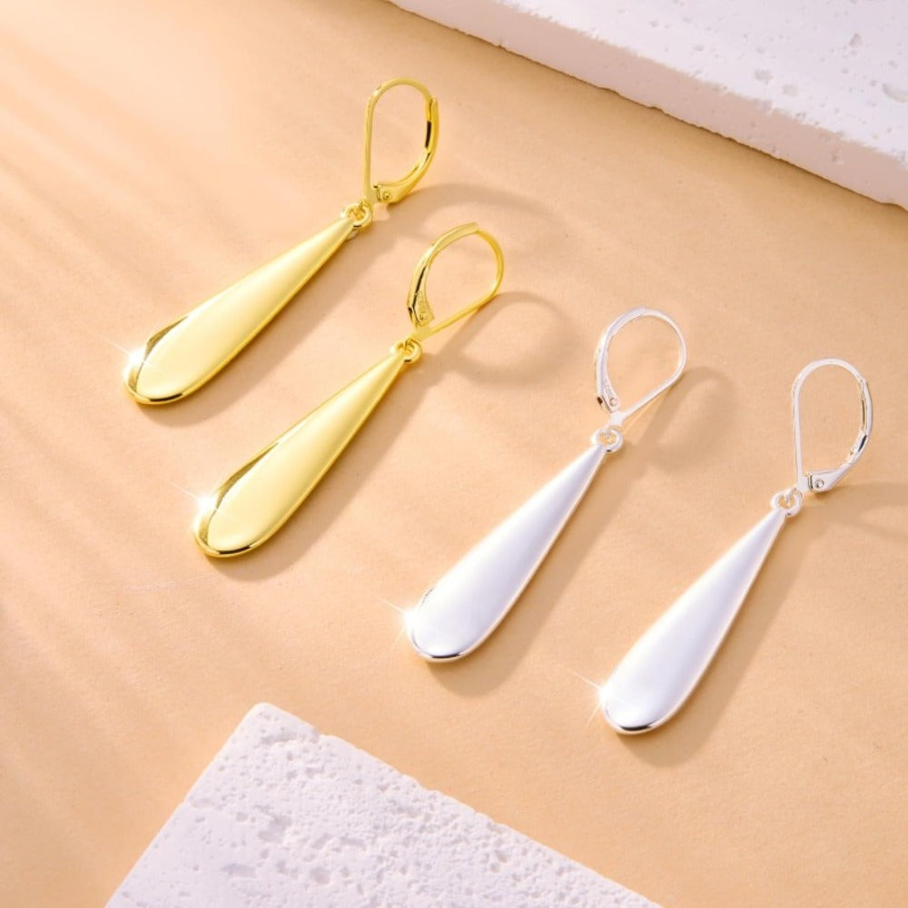 Dangle Earrings for Women - Teardrop for - Hypoallergenic Leverback Drop 925 Silver Plated Long - product detail view 7