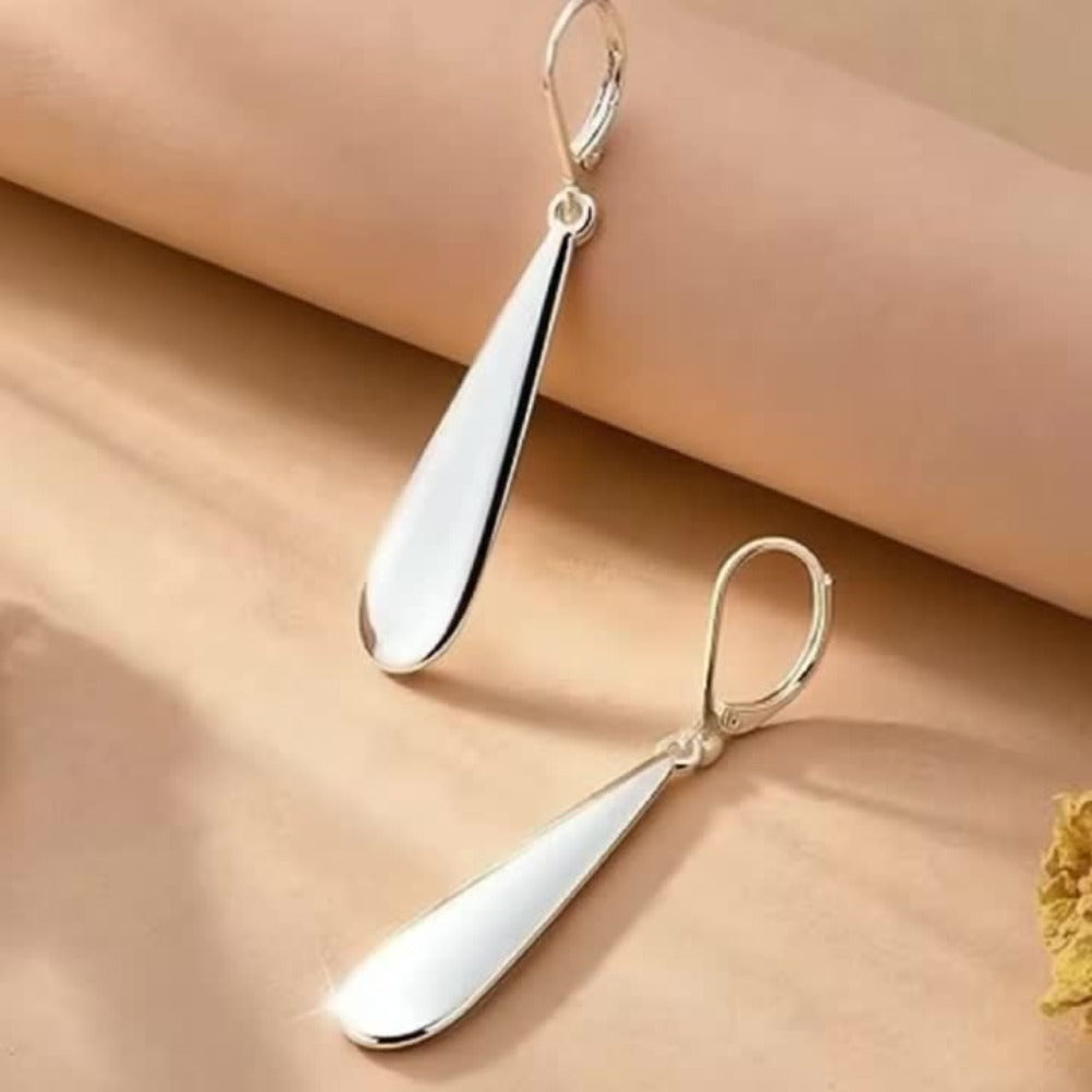 Dangle Earrings for Women - Teardrop for - Hypoallergenic Leverback Drop 925 Silver Plated Long - product detail view 8