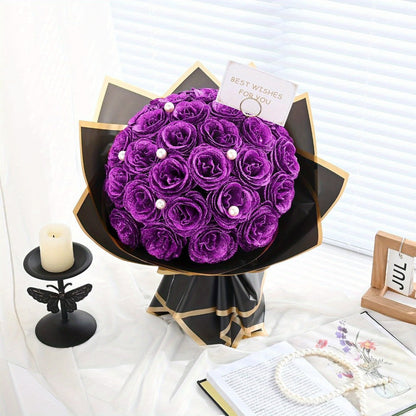 Artificial Flash Rose Bouquet 24/36 Pcs – Simulation Shiny Fake Roses for Wedding, Engagement, Anniversary & Holiday Decorations, Multiple Colors
