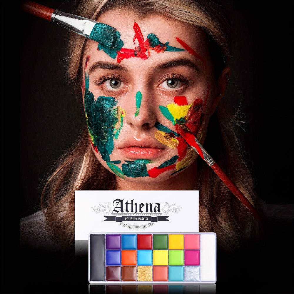 Oil-Based Face Body Paint Palette 20 Colors 168g - Halloween SFX Makeup Kit Black White Flash Tattoo Cosplay