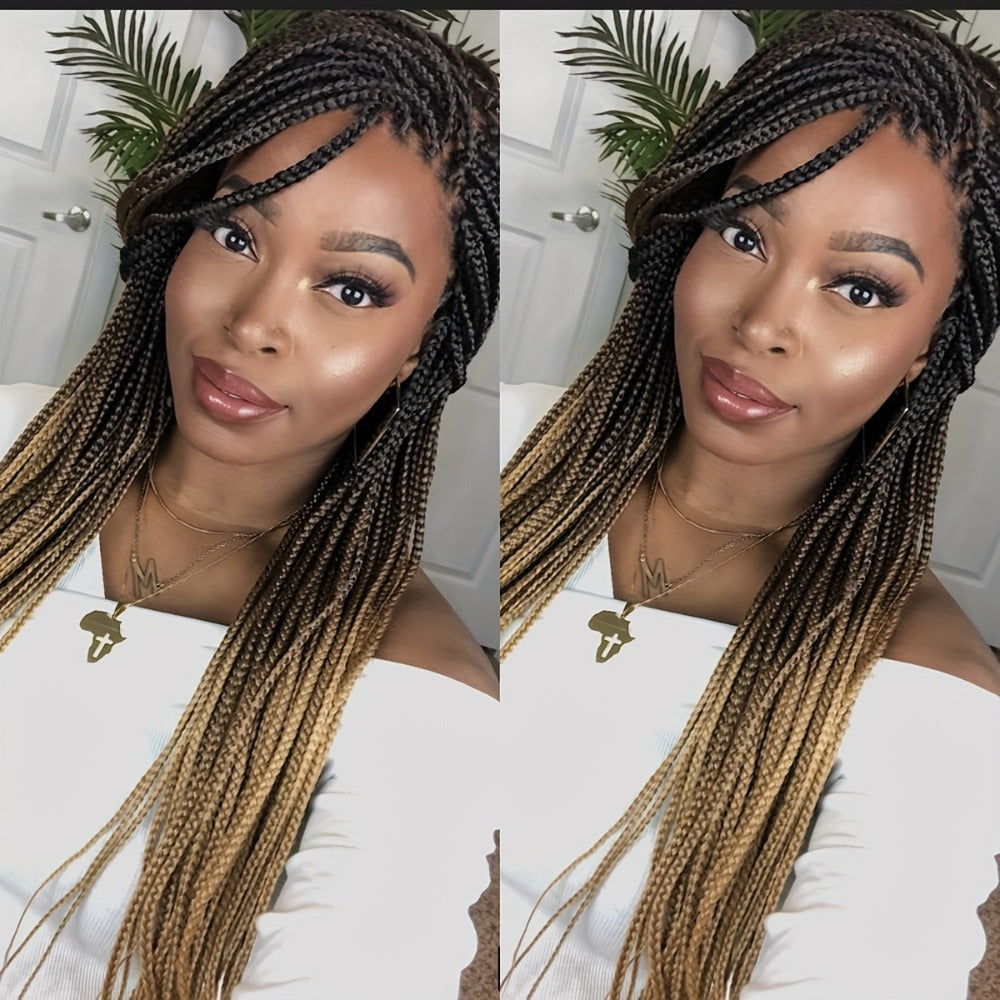 Long Box-Braid Wig with Full Lace Cap in 26- or 38-Inch Lengths and Four Lettered Color Options