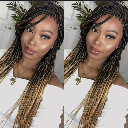 Long Box-Braid Wig with Full Lace Cap in 26- or 38-Inch Lengths and Four Lettered Color Options