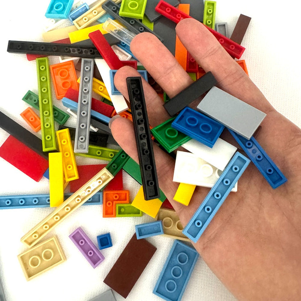Flat Tile Building Block Refill Set with 150 Pieces in 1x1, 1x2 and 1x6 Sizes, Six Color Options