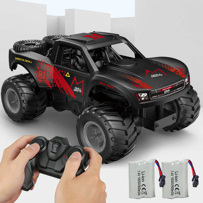 RC Monster Truck or Pickup 1:16 Scale in Five Body and Color Styles with 4WD Layout and Two Rechargeable Batteries