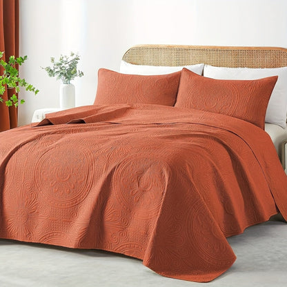 Coin-Pattern Quilt Set in Four Designs, Multiple Colors and Twin, Full-Queen or King-California King Sizes