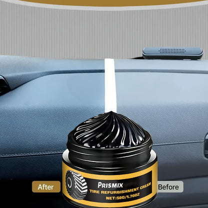 Tire Polishing Paste 2pcs with Sponge – Beeswax Formula Tire Shine & Retreading Paste, Rust Removal, Anti-Fouling, Lasting Black Gloss – No Tools Needed