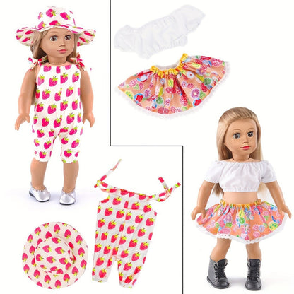 10-Outfit Doll Clothes Set for 18-Inch Dolls with Mixed Dresses, Tops, Pants, Skirts and Headwear