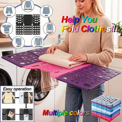 Clothes Folding Board Plastic Laundry Folder with Alignment Guide – Fast & Easy T-Shirt Folder, Ergonomic Closet Organizer for Neat Clothes Folding, Multi-Color, Laundry Room & Bedroom Accessory