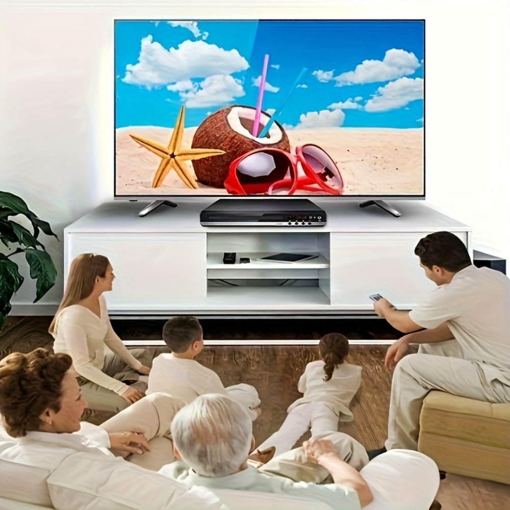 Black Karaoke DVD Player with Dual Microphone Inputs, USB Port, AV and HD Outputs, Remote Control and RCA Cable