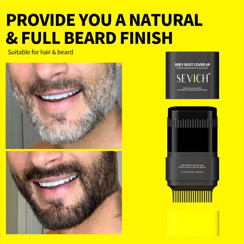 Beard Dye Pen 2-in-1 Waterproof Color Stick for Men — Sevich Instant Gray Coverage Washable Beard Hair Filler Pen with Brush Natural Finish for Mustache & Sideburns 3 Shades