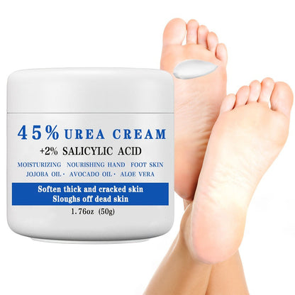 50g Jar of 45% Urea and 2% Salicylic Acid Foot Cream with Avocado and Shea Butter Labeling