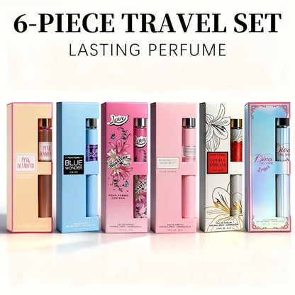 Perfume Gift Set with Six 35ml Eau de Parfum Travel Sprays in Assorted Bottle and Box Designs