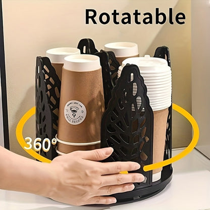 Paper Cup Holder Kitchen Organizer 4-Compartment Rotating Dispenser with Detachable Design in Two Colors