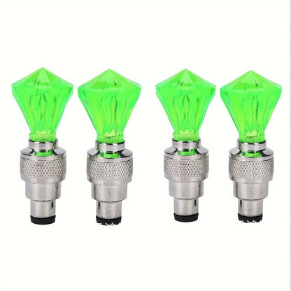 LED Tire Valve Stem Light Sets in 4-, 8- or 16-Piece Blue, Green, Red, Mixed and Skull-Top Configurations