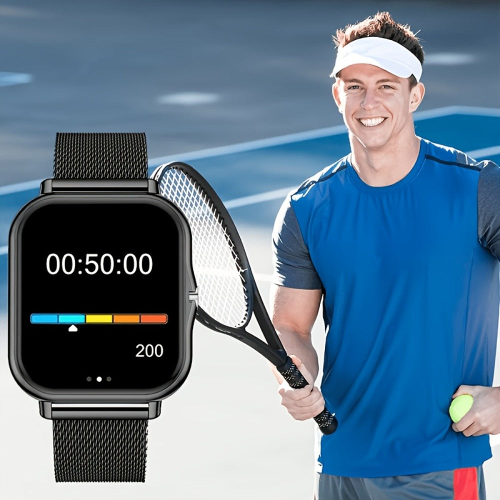 Calling Smartwatch for Men Women Heart Rate Monitor Sleep Tracker Multiple Sport Modes Music Control Weather IP67 Waterproof Magnetic Charging Android iPhone Compatible – Black Pink Silver Gold