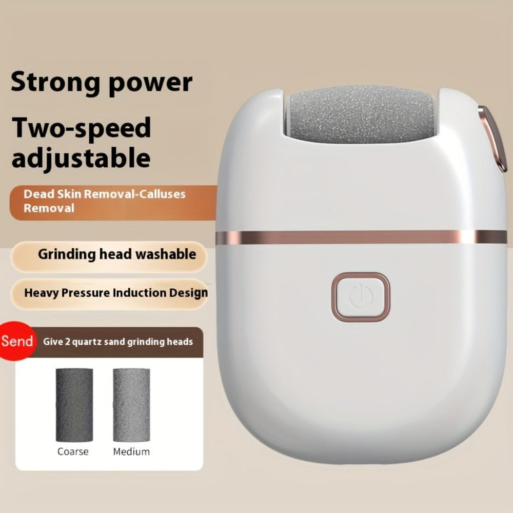 Rechargeable Electric Foot File with Two or Three Roller Heads in White Standard or Pink Upgraded Checkout