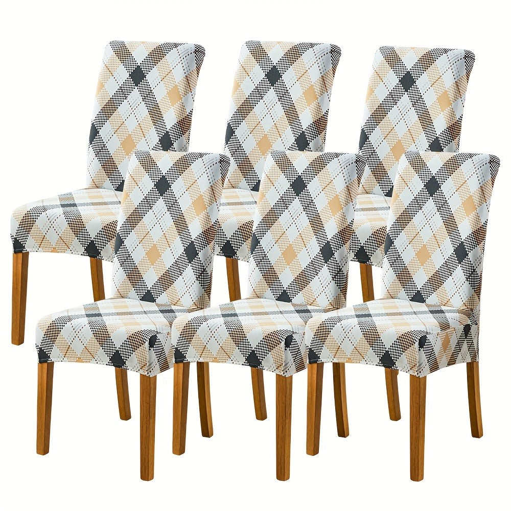 Printed Stretch Dining Chair Covers in Ten Patterns with Four- or Six-Piece Set Checkouts for Parsons Chairs