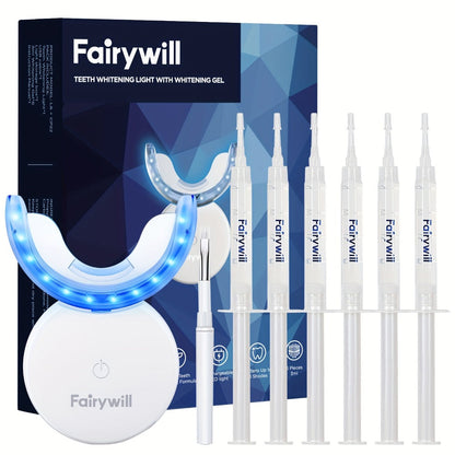 Carbamide Peroxide Teeth Whitening Kit with LED Accelerator Light — 6 Gel Tubes 3ml Each, Whitening Tray & Storage Case, Fast Gentle Formula Safe for Sensitive Teeth at Home
