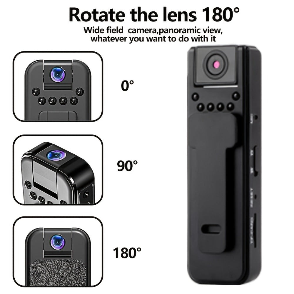 HD Night Vision Body Camera Portable Clip-On Wearable Sports Action Cam with Wide Angle Lens for Outdoor Security Hiking Cycling Law Enforcement