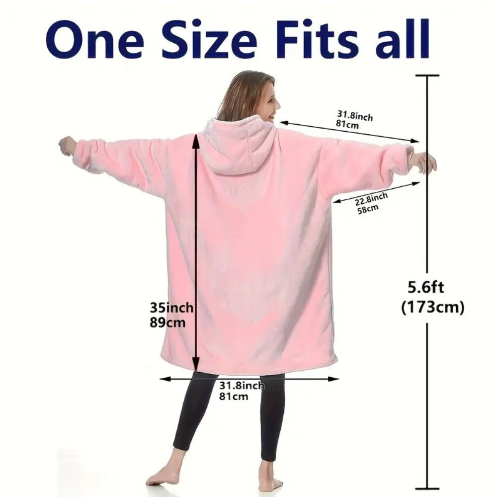 Pile-Texture Wearable Blanket Hoodie with Kangaroo Pocket and Four Pumpkin, Moon or Sock Bundle Styles