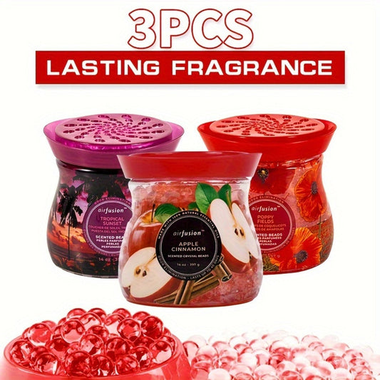 Air Freshener Scented Beads 3-Pack – Long-Lasting Fragrance Beads, Multi-Purpose Odor Eliminator for Home, Car, Closet, Bathroom & Office, Essential Oil Aromatherapy, 6 Scents Available