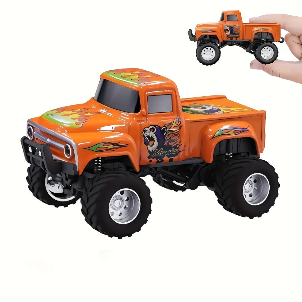 Remote Control Car, 1:64 Scale Die-Cast Monster Truck with 2.4GHz Control, LED Headlights and Five Color Options