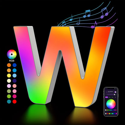 RGB LED Letter and Number Light with 38 Checkout Shapes, USB Power, App Control and Music Sync