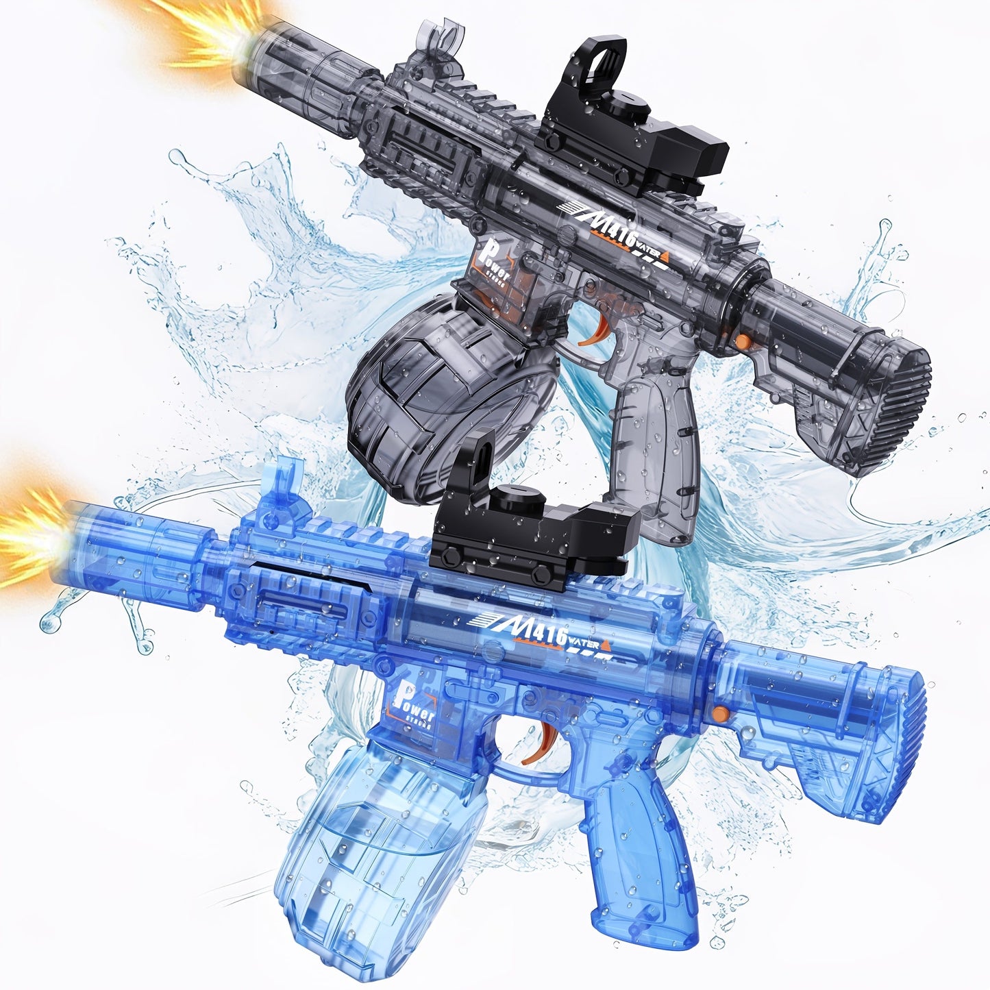 Two-Piece Electric Light-and-Sound Water Blaster Sets in 727 or 737 Models and Blue or Black Colors