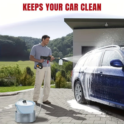 Car Pressure Washer with 4000 PSI Listing, 6-in-1 Spray Nozzle, 5m Hose and One or Two Batteries