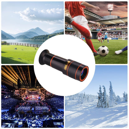 Twelve-Times Clip-On Telephoto Lens for Smartphones with Adjustable Focus and Pictured 3.2 cm Body Width